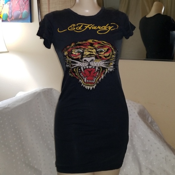 Ed Hardy Dresses & Skirts - 💕Ed hardy | tattoo Tiger T-Shirt Bodycon Dress